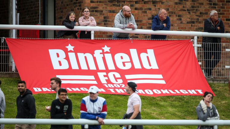 The Binfield flag pegged out at Hill Farm Lane. Photo: Neil Graham / ngsportsphotography.com